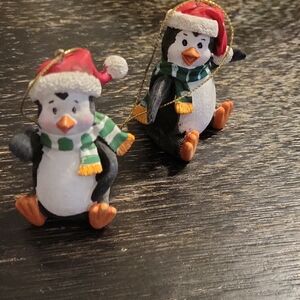 5 For 25.00/NWT/ Set Of 2 Adorable Penguin Ornaments/ New!